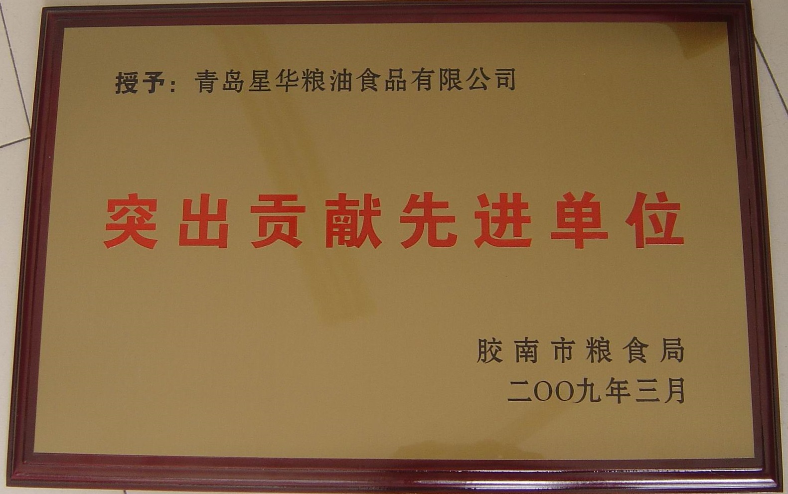2009年突出贡献先进单位