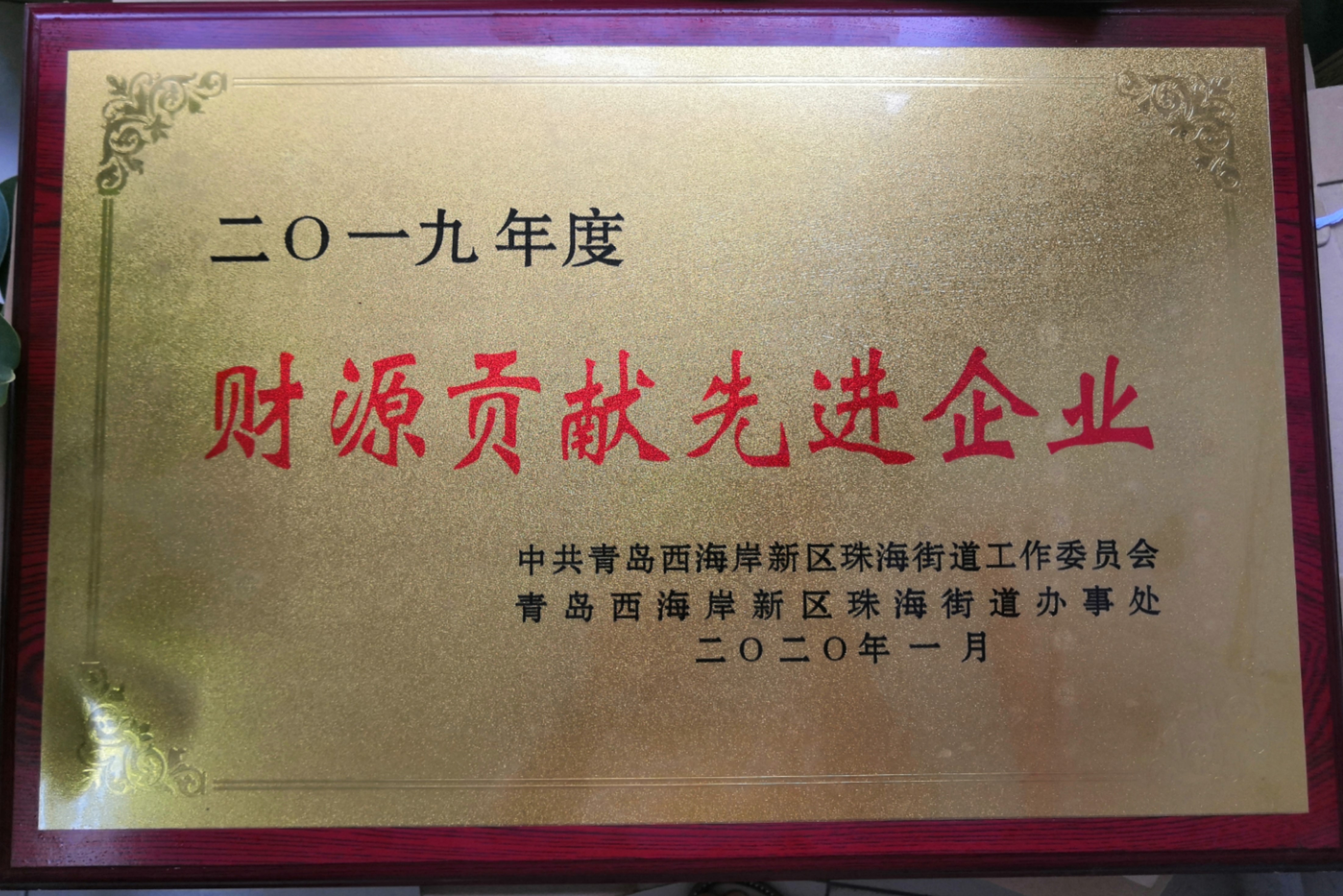 2019年度财源贡献先进企业